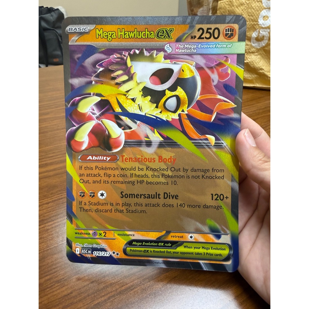 Pokemon Mega Hawlucha EX 116/217 Cosmic Eclipse Jumbo Oversized Card Ultra Rare